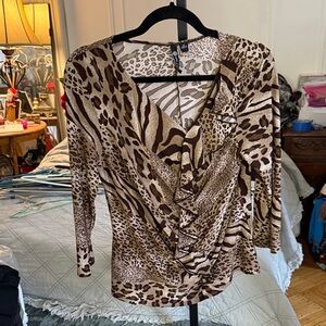 Milano Brown Animal Print Blouse